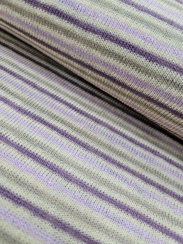 Italienischer Strick- Baumwoll-Leinen lila/grau gestreift